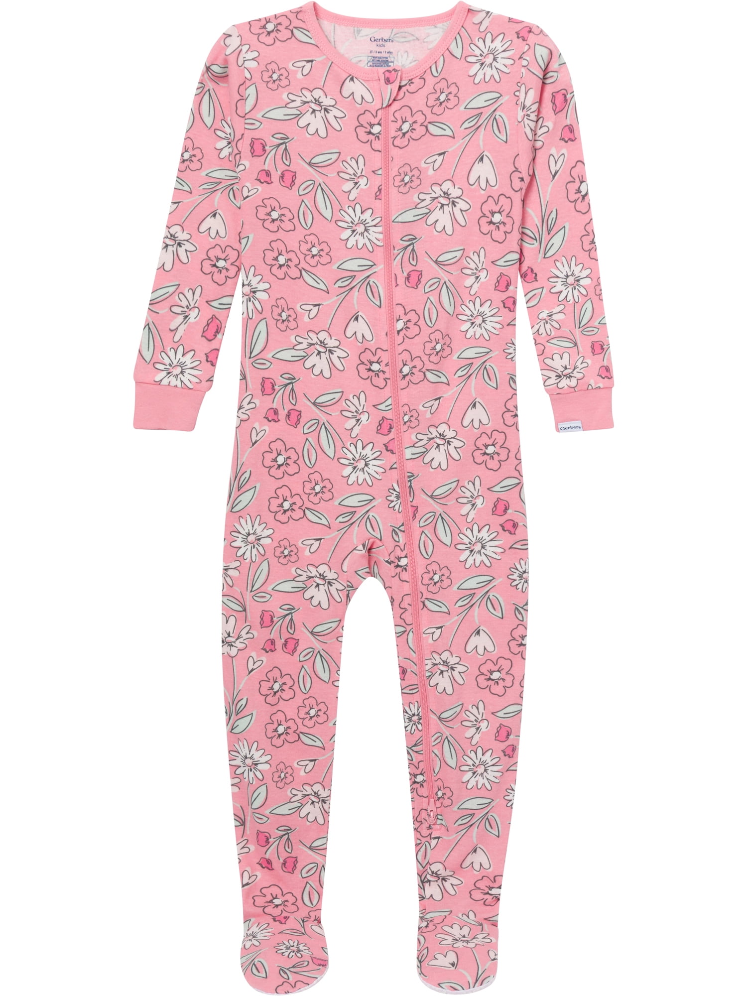 Gerber Baby and Toddler Neutral Tight Fitting Footed 2-Way Zipper Unionsuits, 2-Pack, Sizes 0/3 Months - 5T