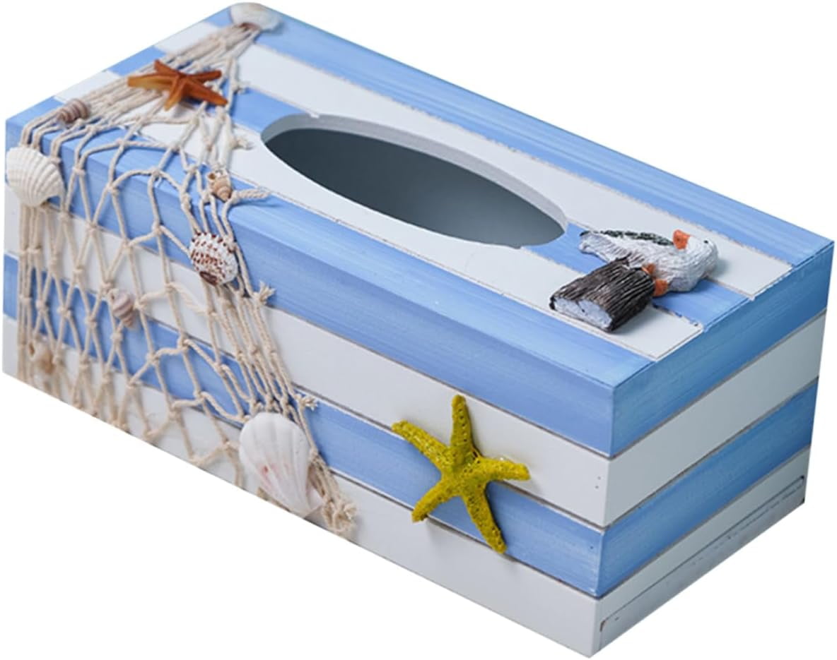 Box Ocean wind tissue box nautical napkin holder tissue container beach tissue case holder cover