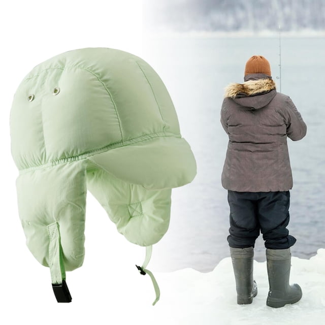 Gorro con orejeras, gorro cálido con visera, gorra con visera, resistente al viento con orejeras, gorro de invierno, gorro relleno para acampar, depor Verde