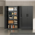 thumbnail image 2 of 72” Metal Storage Cabinet, Garage Cabinets and Storage System with Doors and Shelves, Tall Lockable Tool Cabinet for Garage, Office, Home (Black), 2 of 9