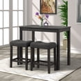 thumbnail image 2 of Roundhill Furniture Sora Button Tufted Counter Height Saddle Stool, Set of 2, Gray, Wood, 24"H, 2 of 6