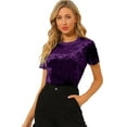thumbnail image 1 of Día de San Patricio Camiseta Terciopelo Sólida Casual De Manga Corta Con Cuello Redondo Para Mujer Púrpura S, 1 of 6