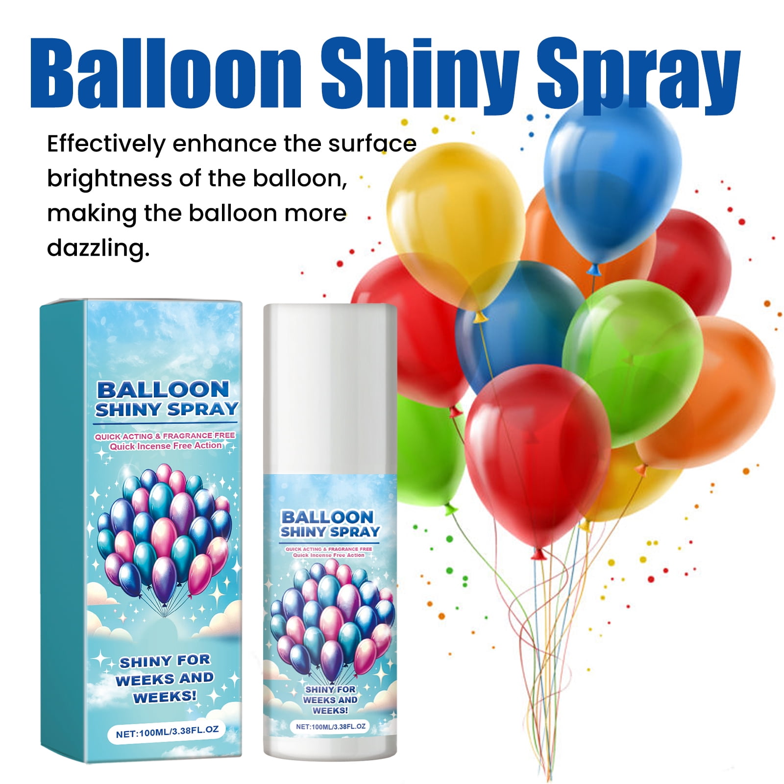Alvantor High Gloss Balloon Shine Spray for Latex, Waterproof, Long-Lasting 3.38fl.oz