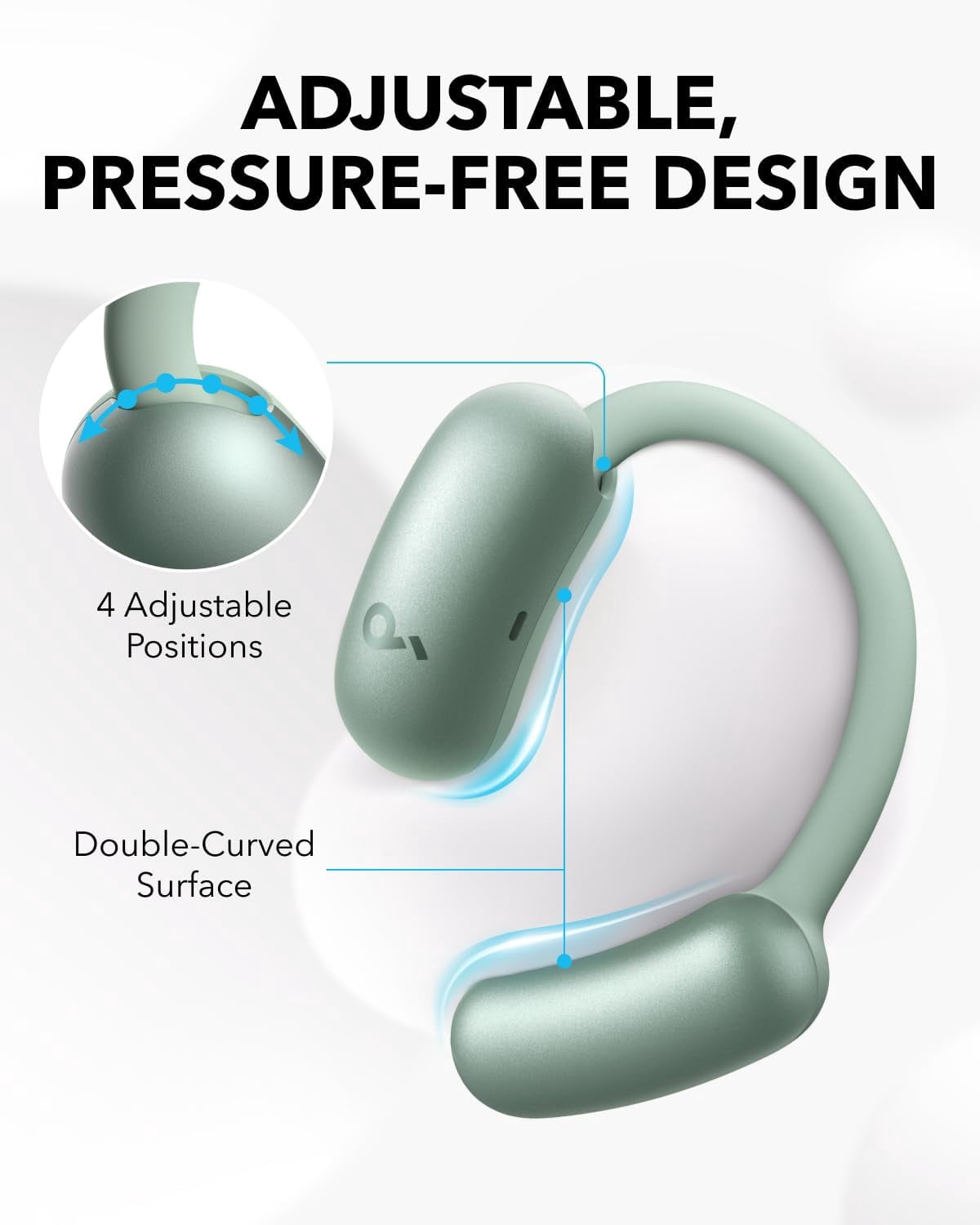 Restored Like New Soundcore AeroFit 2 by Anker, Open-Ear Headphones, Adjustable Ear Hooks, Snug Fit (Refurbished)