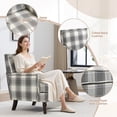 thumbnail image 3 of Paproos Upholstered Accent Chair Set of 2, Vintage Arm Chair with Grey and Tan Striped Linen Fabric, Nailhead Trim, Comfort Reading Chair Lounge Chair, Armchair for Living Room, Bedroom, Antique Grey, 3 of 7