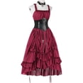 thumbnail image 6 of KLHDSF Women's Vintage Punk Gothic Dress Necklace Set Halloween Renaissance Costume Party Outfit Red L, 6 of 6