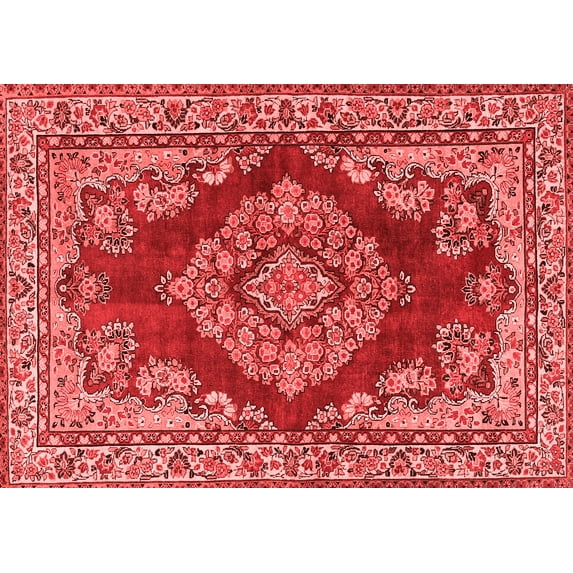 Ahgly Company Indoor Rectangle Medallion Red Traditional Area Rugs, 7' x 10'