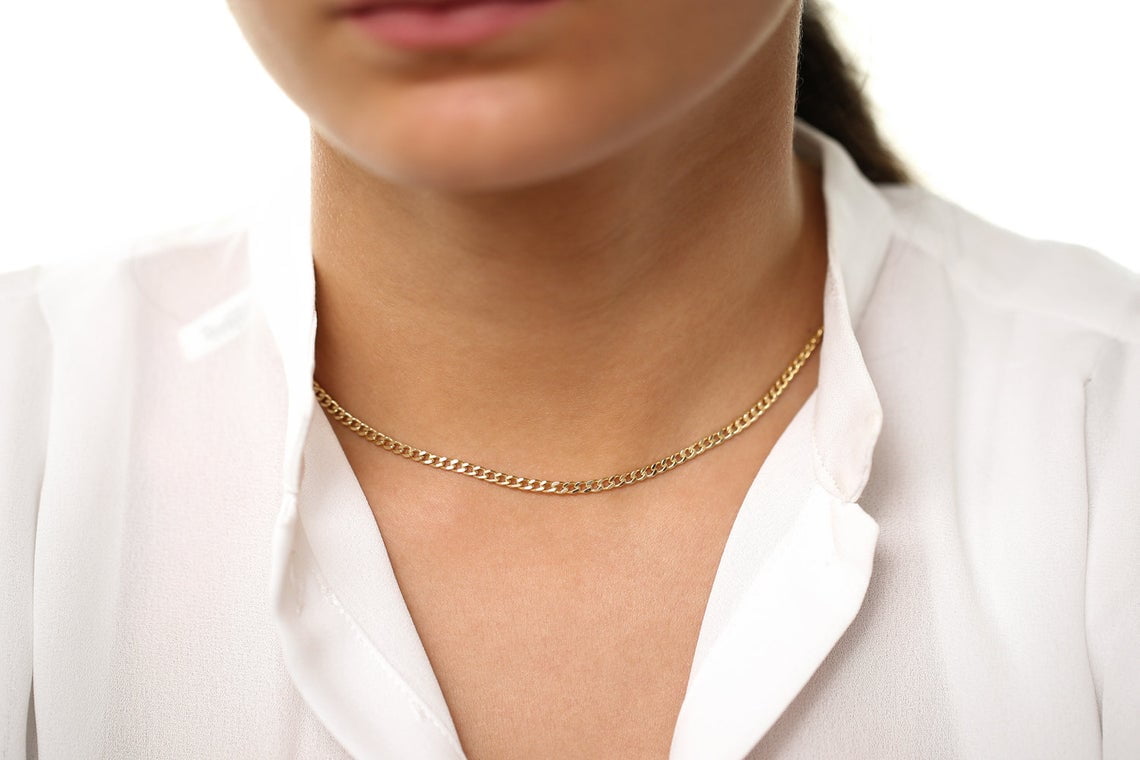 RM Genuine 10K Gold Cuban Curb Chain, Man Gold Chain, Ladies Gold Chain, Gold Curb Chain 3MM 22''