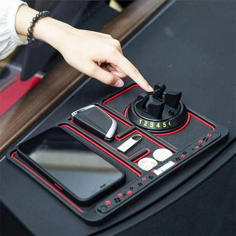 Non-Slip Phone Pad for 4-in-1 Car, Multifunctional Dashboard Anti-Slip  Rubber Pad Mat，Universal 360°Rotation Car Phone Holder，with Replaceable  Temporary Parking Card Number Plate and Aromatherapy 