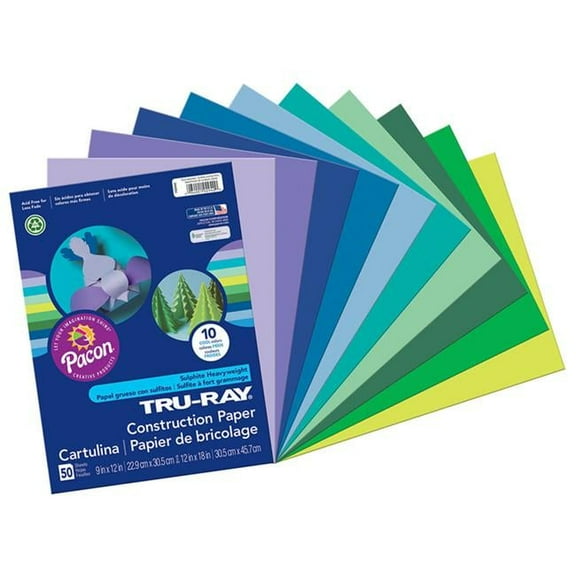 9 x 12 in. Tru Ray Cool, Assorted - 50 Sheet Per Pack - Pack of 5
