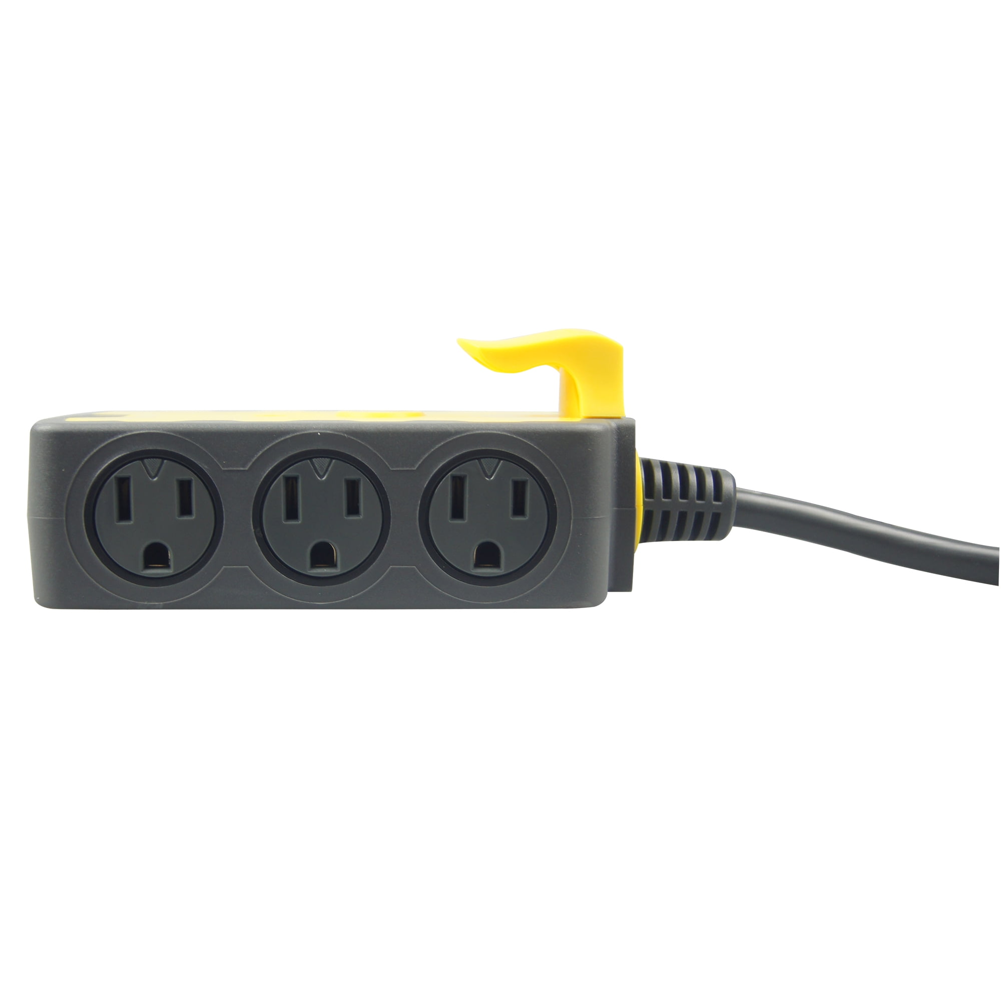 Hyper Tough Outdoor 6-Outlet 6ft Extension Cord Hub, Yellow/Gray