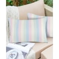 thumbnail image 6 of Pack of 2 Outdoor Pillow Covers, White Pink and Light Blue Simple Line Colored Block Waterproof Square Throw Pillowcase Cushion Decorative Pillow Covers for Couch Patio Tent, 20x12 in, 6 of 6
