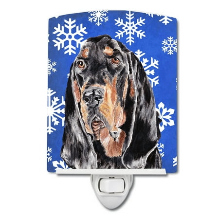 

Black and Tan Coonhound Winter Snowflakes Ceramic Night Light