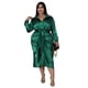 thumbnail image 1 of Elegant Satin Plus Size Women Shirt Dress Sexy Ruched Long Sleeve Lace Up Evening Party Midi Drerss Vestido Africano FemininoXL Gao Jinjia LED, 1 of 2