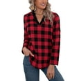 thumbnail image 3 of ADREAMLY Womens V Neck Plaid Shirts 3/4 Sleeve Pullover Tunic Tops Casual Work Shirt, 3 of 6