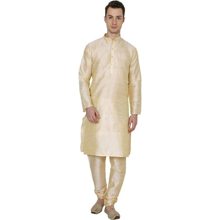 

Royal Kurta Mens Silk Blend Kurta Pyjama Set (42 Plain Gold)