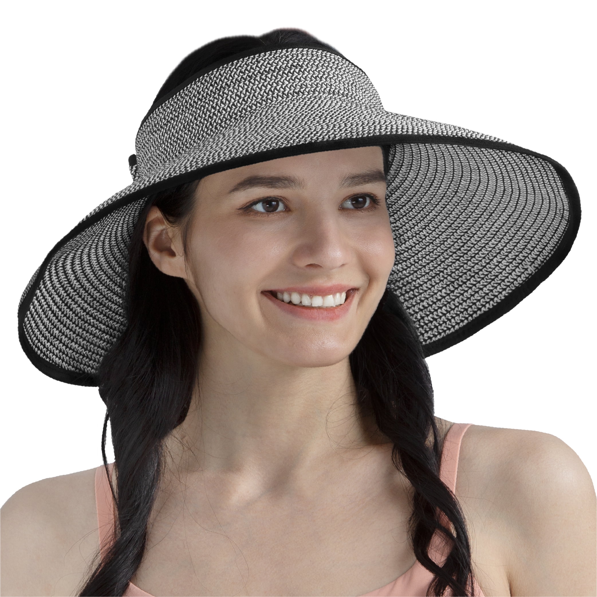 SUN CUBE Sun Visor Hats Women, Straw Beach Hats for Women, Wide Brim Summer Ponytail Hat