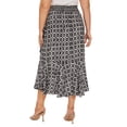 thumbnail image 5 of Beautybatik Black Women Batik Floral Print Long Flowy Pleated Elastic High Low Ruffle Skirt 2X, 5 of 5
