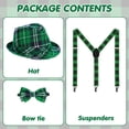 thumbnail image 2 of Alaiyaky 3 Pcs St Patricks Day Costume Accessories Set Includes Irish Plaid Green Elastic Suspenders Bow Tie Plaid Hat for Irish Party Decor, 2 of 7