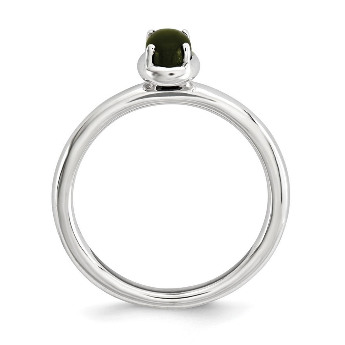 2.25mm 925 Sterling Silver Prong set Stackable Simulated Onyx Polished Ring Size 8 Stackable Ring for Women
