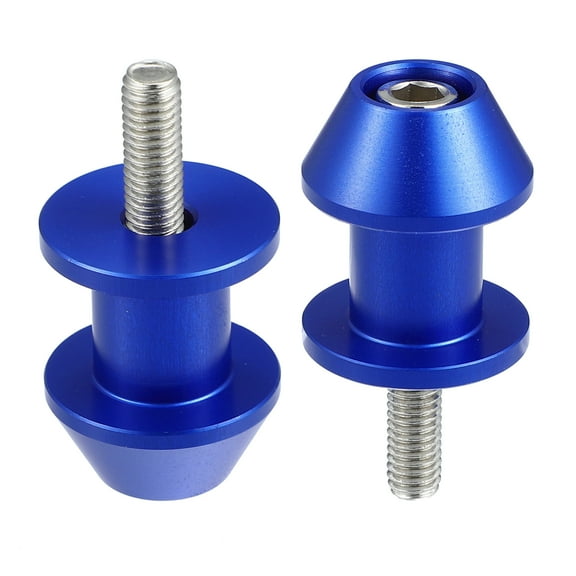 Unique Bargains 1 Pair 6mm M6x1.0 Blue Aluminum Alloy Motorcycle Swing Arm Spools Sliders Stand for Yamaha
