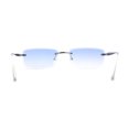 thumbnail image 4 of Rimless Narrow Rectangle Luxury Beveled Lens Dad Shade Sunglasses Silver - Blue, 4 of 4