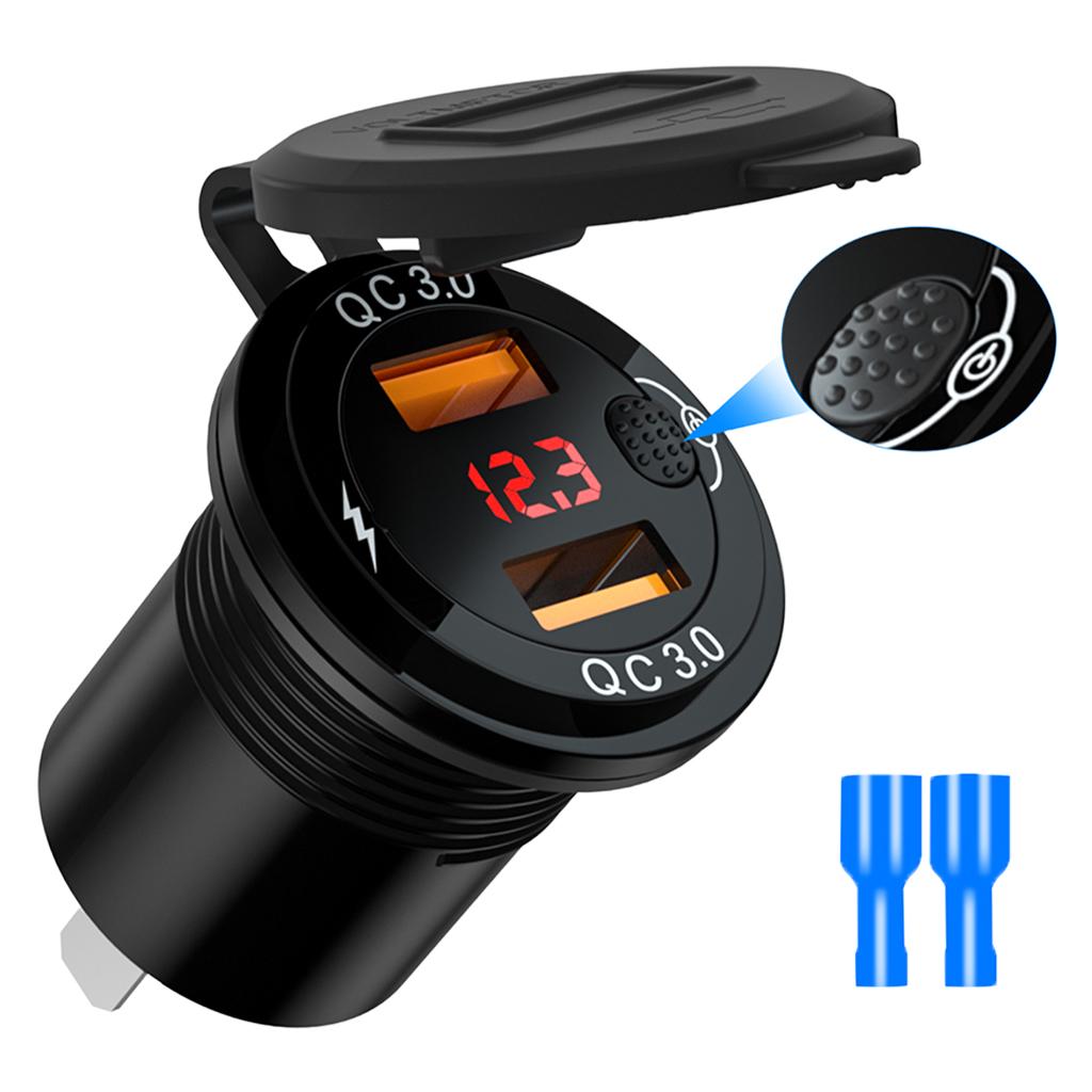 2x Universal QC 3.0, USB Outlet Dual USB Car Charger Socket Plug, Fast  Charge, W/ Power Switch, Adapter for Marine Car RV Waterproof Walmart  Canada