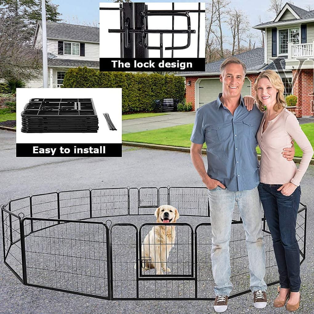 Heavy Duty Pet Playpen 16 Panels 24" Folding Metal Dog Exercise Pen Extra Large Indoor Outdoor Dog Fence with Door Dog Crate Cage Kennel Pet Enclosure for Small-Large Animal