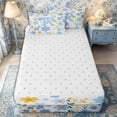 thumbnail image 4 of Meiyoeat Pretty Floral Letter R Zipper Twin Comforter Sets with Fitted Sheet and 2 Pillowcases for Girls Juniors, Charming Print Zipper Bedding Set, Light Blue Yellow White,4-Piece, 4 of 6