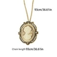 thumbnail image 3 of Oval Cameo Pendant Necklace with Crystal Rhinestones Handmade Vintage Jewelry Accessory Stylish Outfit Enhancer, 3 of 8