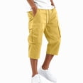thumbnail image 2 of Men's Cotton Below Knee Cargo Shorts Relaxed Fit Multi-Pocket Capri Pants Summer Casual Outdoor Shorts, 2 of 5
