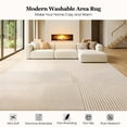 thumbnail image 6 of ZRSDIXK 9'x12' Area Rugs for Living Room, Arch Pattern Low Pile Textured Rugs Carpets, Washable Modern Rug for Living Room Bedroom Dining Room, Beige, 6 of 11