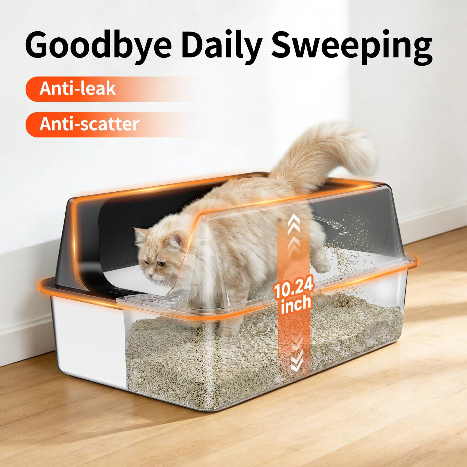 2 Pack Extra Large Stainless Steel Cat Litter Boxes with High Sides, Includes 2 Scoops