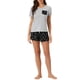 thumbnail image 2 of Conjunto de pijama de camiseta de manga corta de cuadros para mujer INSPIRE CHIC con pantalones cortos XS gris, 2 of 5