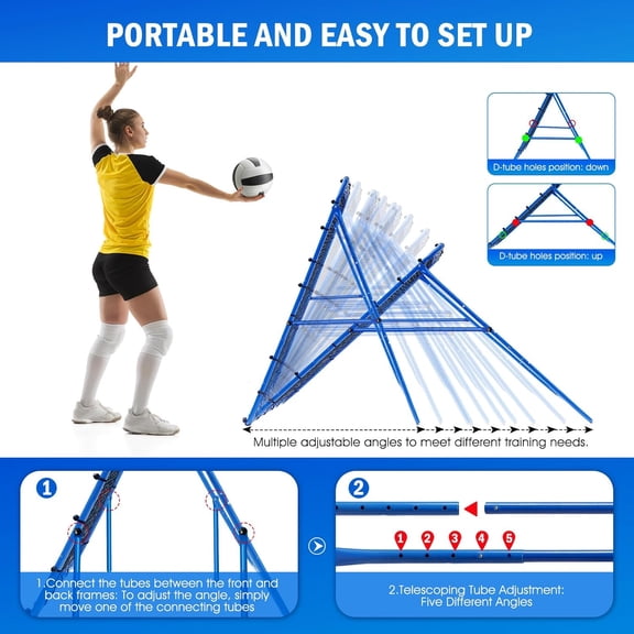 Volleyball Lacrosse Rebound Net Pro, WINTHAI Lacrosse Rebounder for Backyard, 7x4FT/6x4FT/4x4FT Bounce Back Net with Target Strike Zone, Easy Quick Setup, Volleyball Baseball Softball Soccer Training