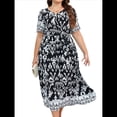 thumbnail image 2 of Vestido de Verano Holgado Informal de Corta con Corte A y Corte en A para Mujer, Talla Grande y Negro XXXL, 2 of 8