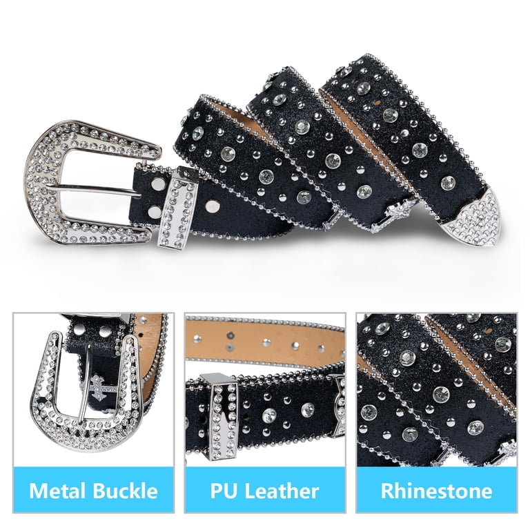 5314 Cowgirl Bling Studded Leather Belts For Jeans Pants With Rhinestone CaySep Women Men Rhinestone Belt Western Cowgirl Cowboy  main image 3