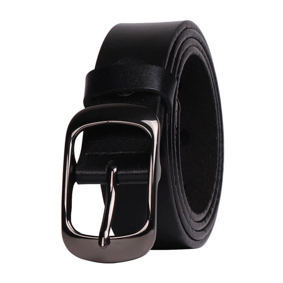 Women Leather Belt Solid Color Pin Buckle Simple Waist Belts for Dress and Jeans Accessories 110cm (Black)