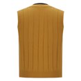 thumbnail image 4 of ZCFZJW Men's Sleeveless Sweater Vest Lightweight Casual Fall Winter Solid Color Striped Knitted V-Neck Cotton Vest Pullover Jumper Tops Yellow L, 4 of 7
