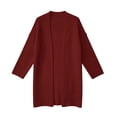 thumbnail image 7 of thefmos Women's Open Front Long Sleeve Knit Cardigan Solid Color Casual Loose Fit Outerwear Trendy Fall Winter Outfit, Wine 2XL, 7 of 7