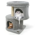thumbnail image 1 of Costway 26" Small Cat Tree with Large Padded Plush Perch, 2 Condos, Sisal Scratching Posts Light Gray, 1 of 10