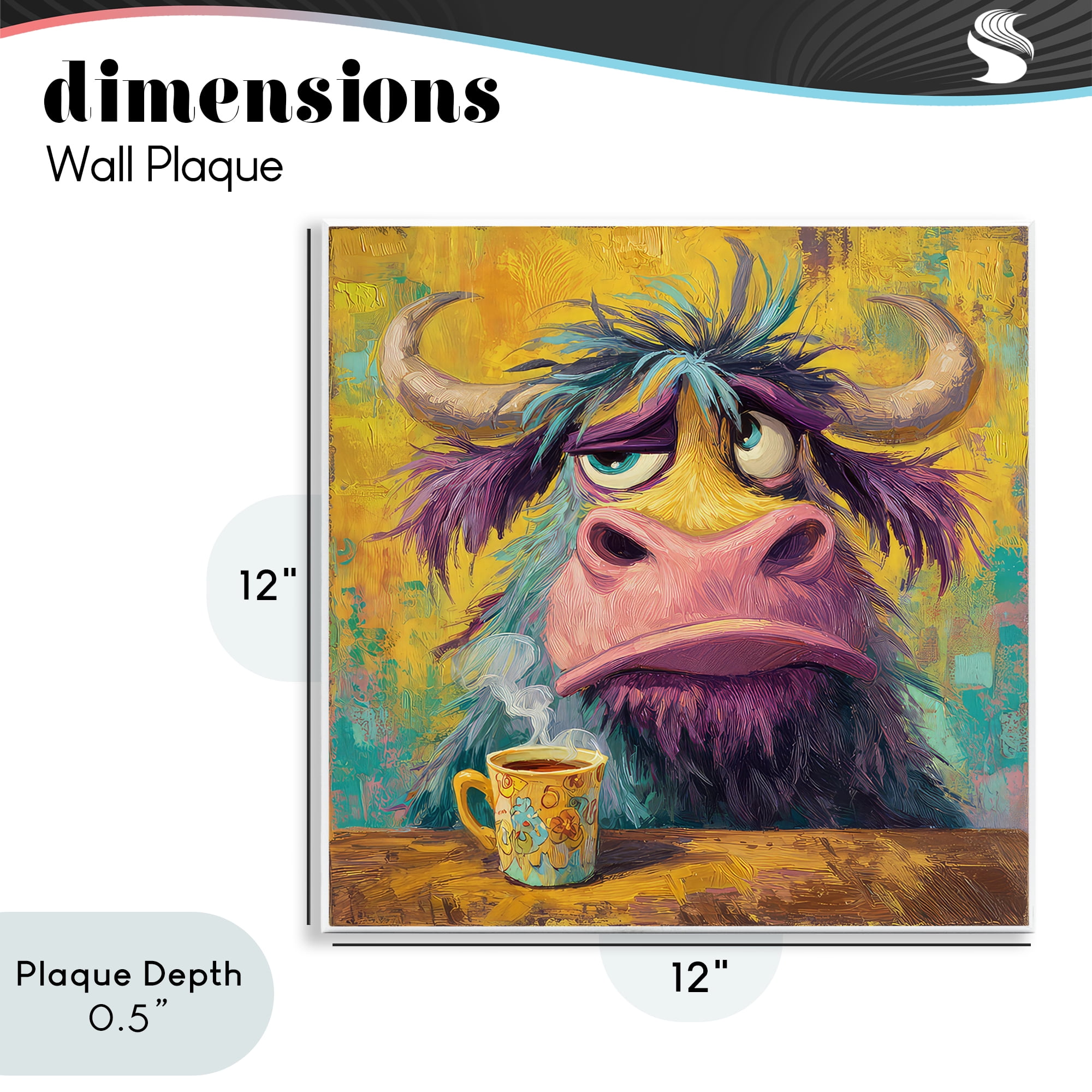 Stupell Industries Grumpy Cow & Mug Wall Plaque Art, design by The Wands Want