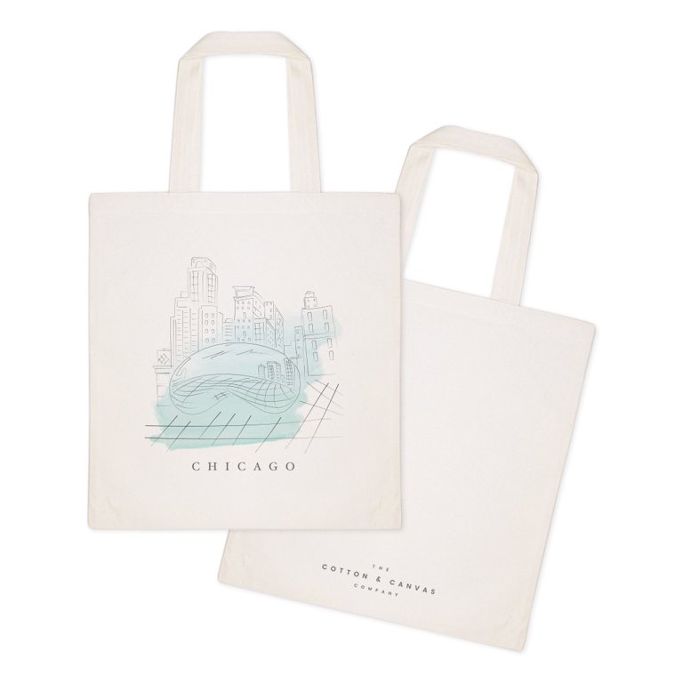 Chicago Cityscape Cotton Canvas Tote Bag