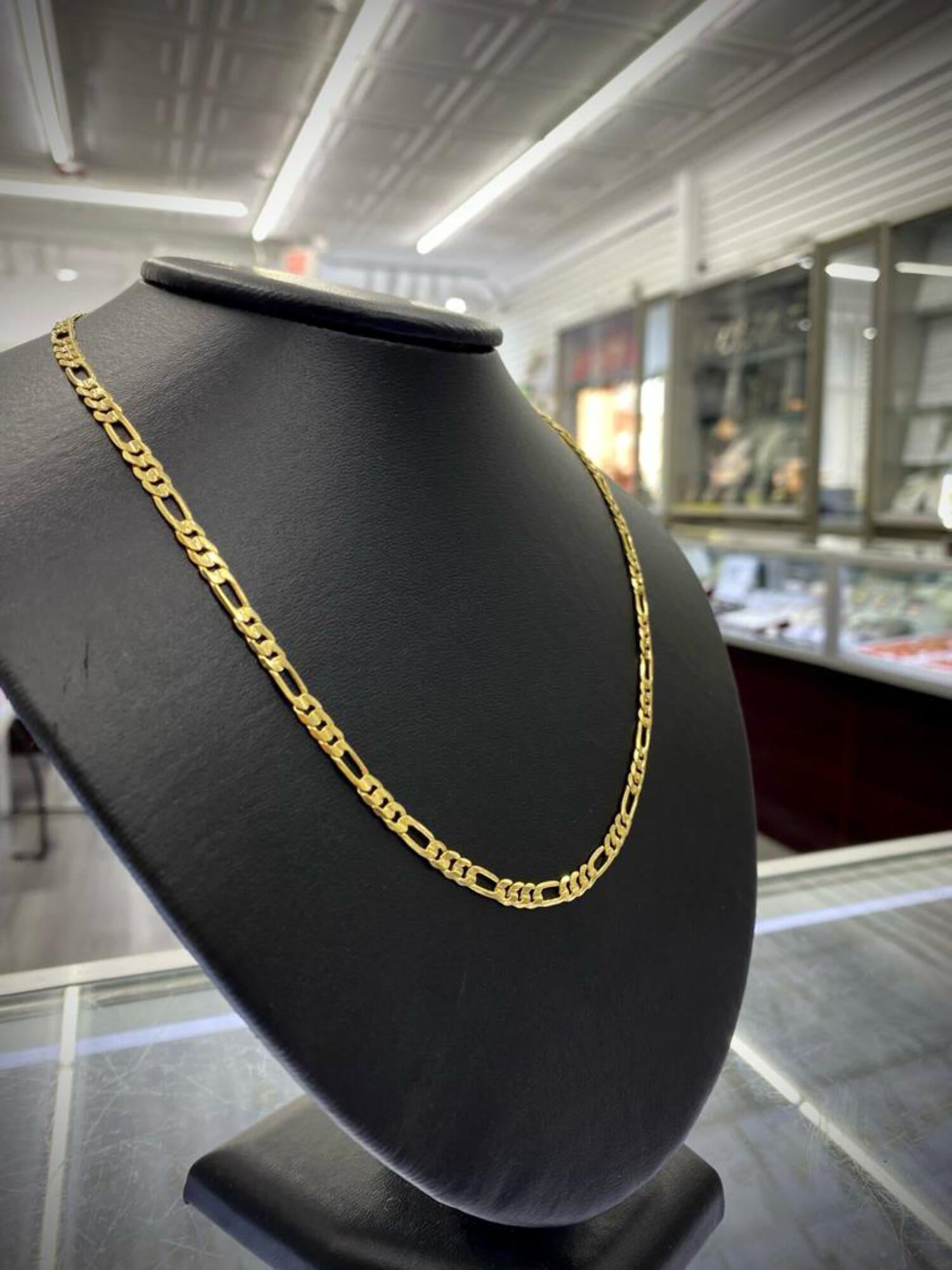14K Gold Filled Figaro Link Chain Necklace 4mm 24" Mens Thick Jewelry Gifts
