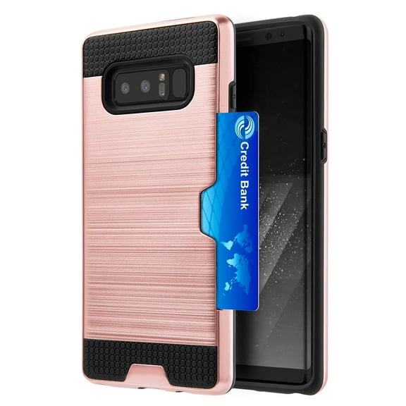 GSA Brushed Hybrid Case Card Slot For Samsung Galaxy Note 8 -Rose Gold