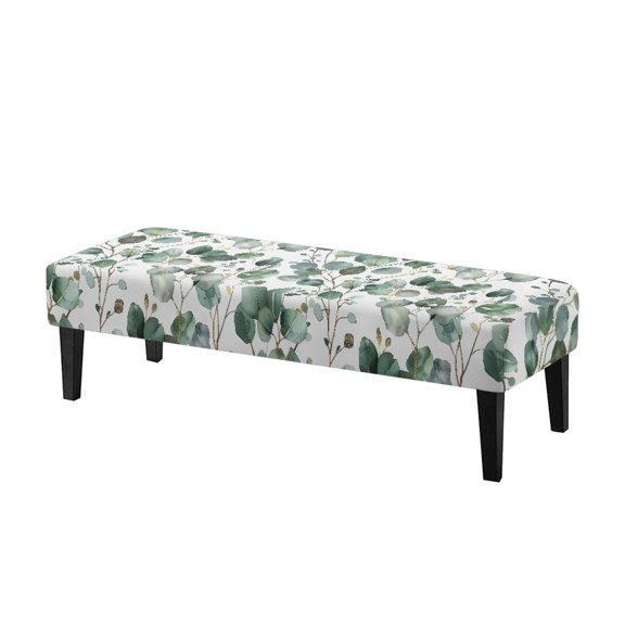 XYZCANDO Leaves Pattern Polyester Spandex Bench Slipcover with Anti Dust, Washable Elastic Band Bench Covers for Dining Room