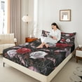 thumbnail image 4 of Castle Fairy Spooky Animal Bats 3pcs Twin Sheet Sets for Teenagers,Happy Halloween Twin Fitted Sheet,Floral Rose Breathable Flat Sheet,Lightweight Room Decor, 4 of 7