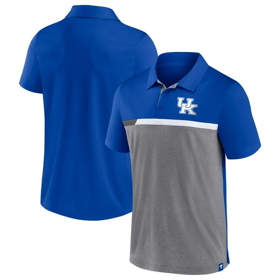 Men's Fanatics Royal/Heathered Gray Kentucky Wildcats Split Block Color Block Polo