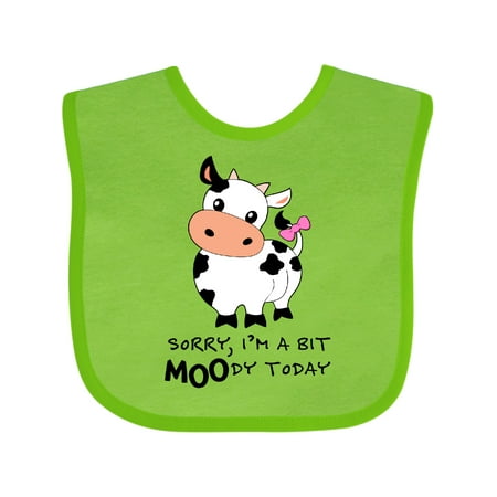 

Inktastic Sorry I m a Bit MOOdy Today Cute Cow Pun Gift Baby Boy or Baby Girl Bib
