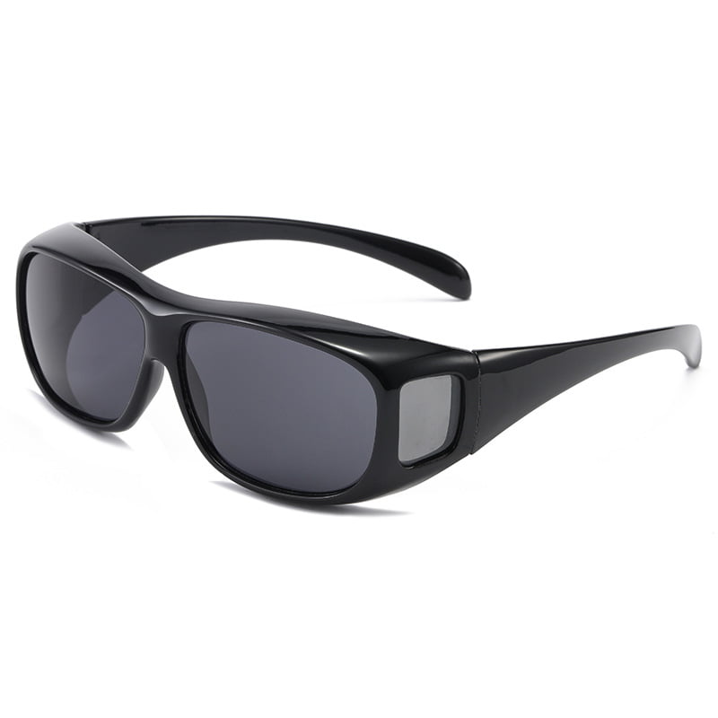 2 PC POLARIZED Rhinestone cover put over Sunglasses wear Rx glass driving Blac q 